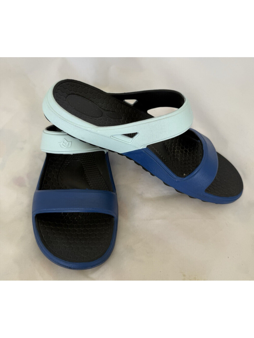 Spenco Fusion Slim Women's Sandals Size 9 Aqua/Royal Orthotic Comfort Slide
